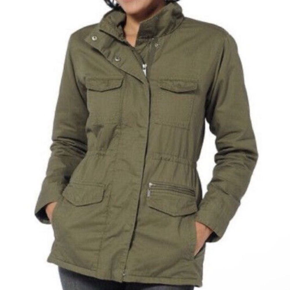 Horny Toad (Toad & Co.) Olive Green Utility Jacket w/Warm Plaid Lining (Size: S)